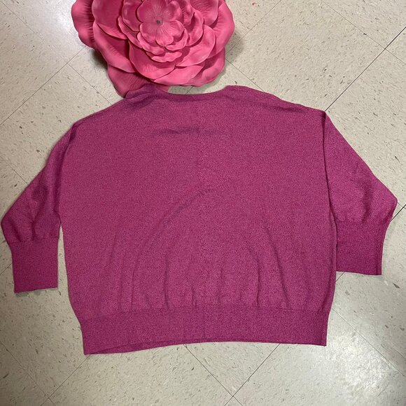 NIC+ZOE Pink Metallic Soft Sleeve Twist Cutout Sweater Stretch - Picture 10 of 13